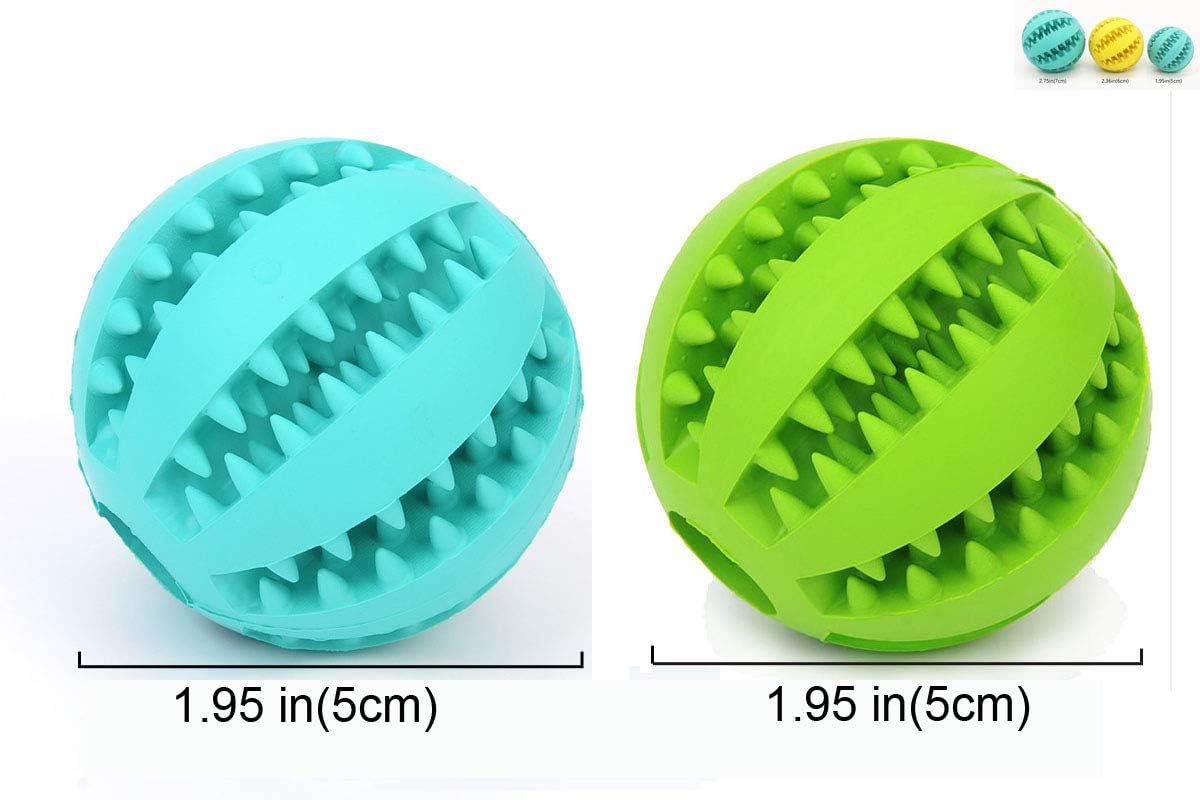 Sunglow 2 Pack Dog Toy Ball – Essentials for Dogs - Blue/Green / 2 in - image 2