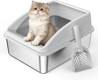 AIPERRO Stainless Steel Litter Box - Silver Grey / Small