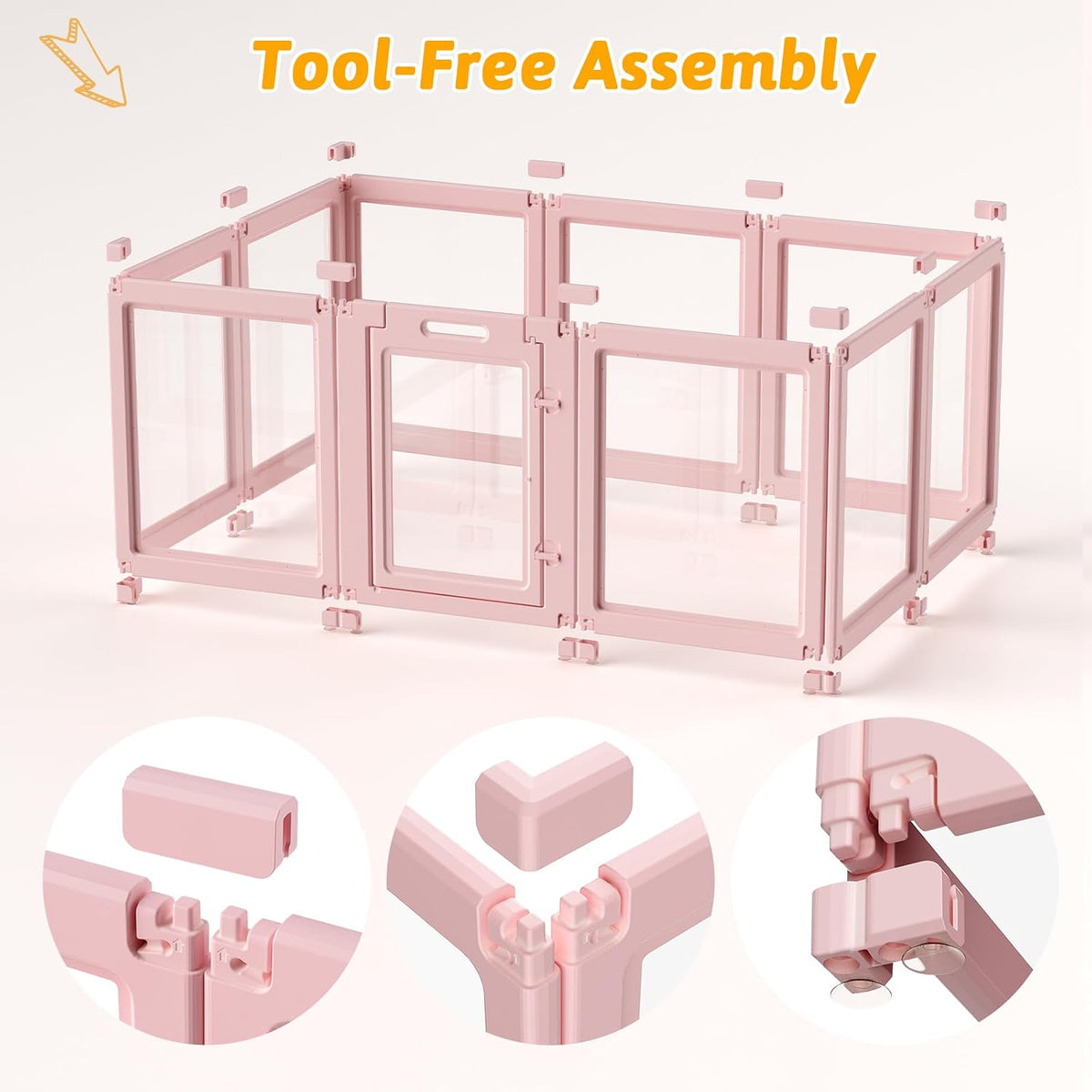 DIY Clear Acrylic Dog Playpen House - Skin Pink / 10PCS / 30.3"H - image 3