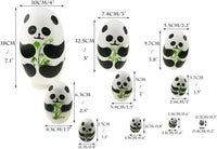 Winterworm 10 piece egg shaped wooden panda nesting dolls with bamboo pattern - view 4
