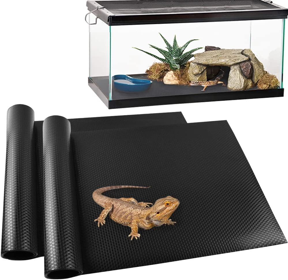 Reptile Carpet, Reptile Mat, Bearded Dragon - 2 PCS / Black 18"×79"
