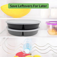 greenandlife 9 Inch 4PCS Divided Plates with Lids, Portion Control Plates for Kids Adults, Dishwasher Microwave Safe Compartment Plate, Unbreakable Lightweight Reusable Wheat Straw Plate, Grey Black