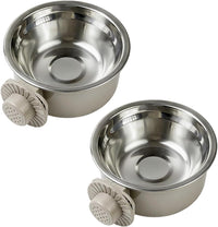 2Pcs Pets Lightweight Stainless Steel Bowl - Gray-Medium