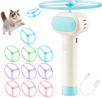 Cat Fetch Toy with Flying Disc Launcher - Blue + 10 Pcs Flying Discs
