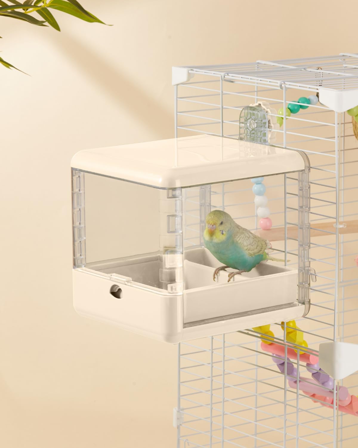 septillar Bird Feeder and Bath for Cage - White