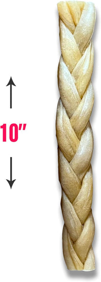 Odor-Free Super Braided Collagen Dog Chews (10-Inch). - Long-Lasting Bully Stick & Rawhide Alternative, Single Ingredient Chew Treat for Aggressive Chewers (Pack of 20)