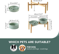 Ceramic Slow Feeder Dog Bowls - Light Green / 8.2inch-A+Bowl Set - image 2