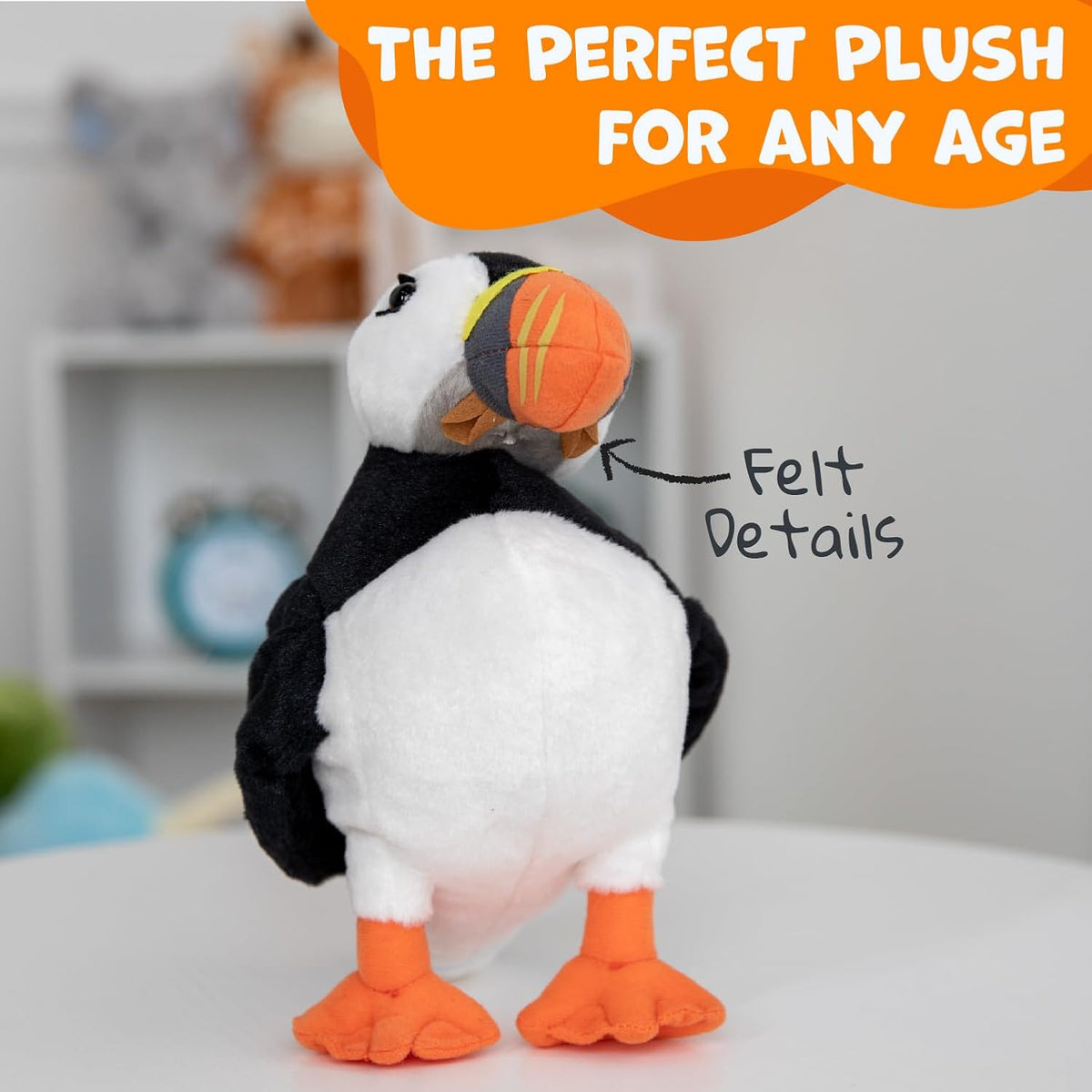 Wishpets 10 inch black and white puffin plush toy - view 3