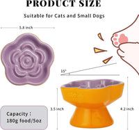 S&Q's CERAMICS Raised Slow Feeder Cat Bowl - 5.8" / Purple - image 2