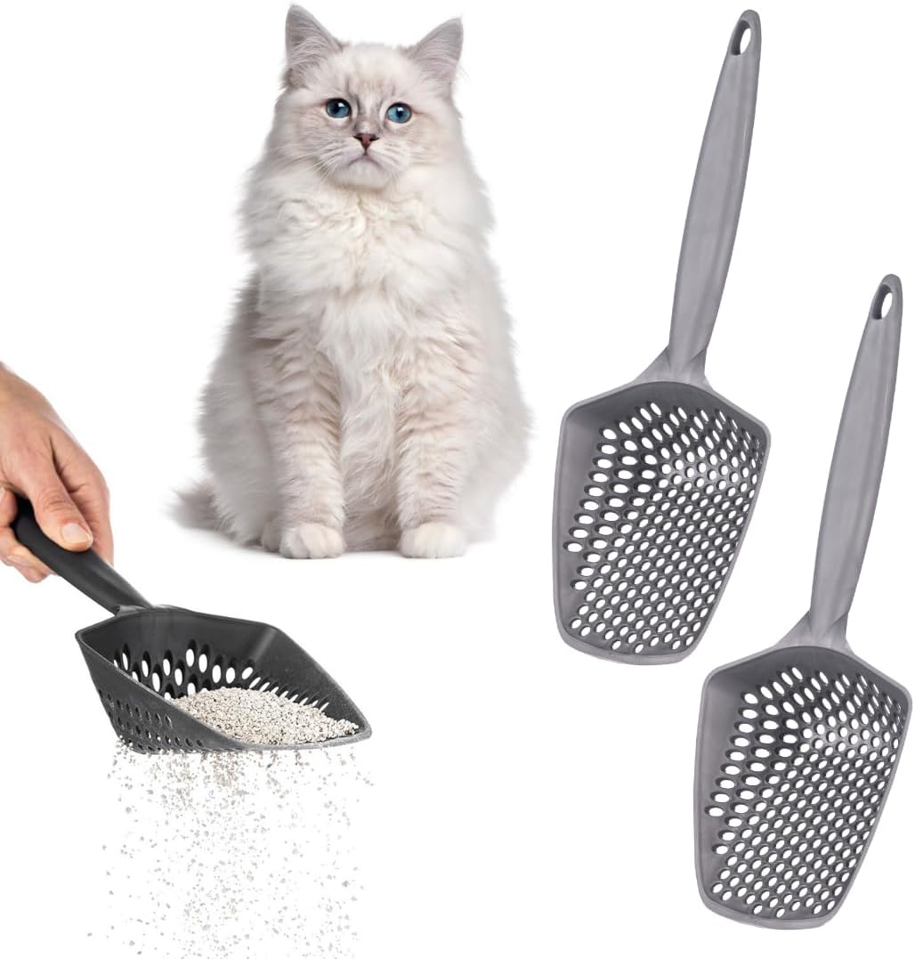 Set of 1 Fine Mesh Cat Litter Scoop with Small Holes - Set of 2 / Gray