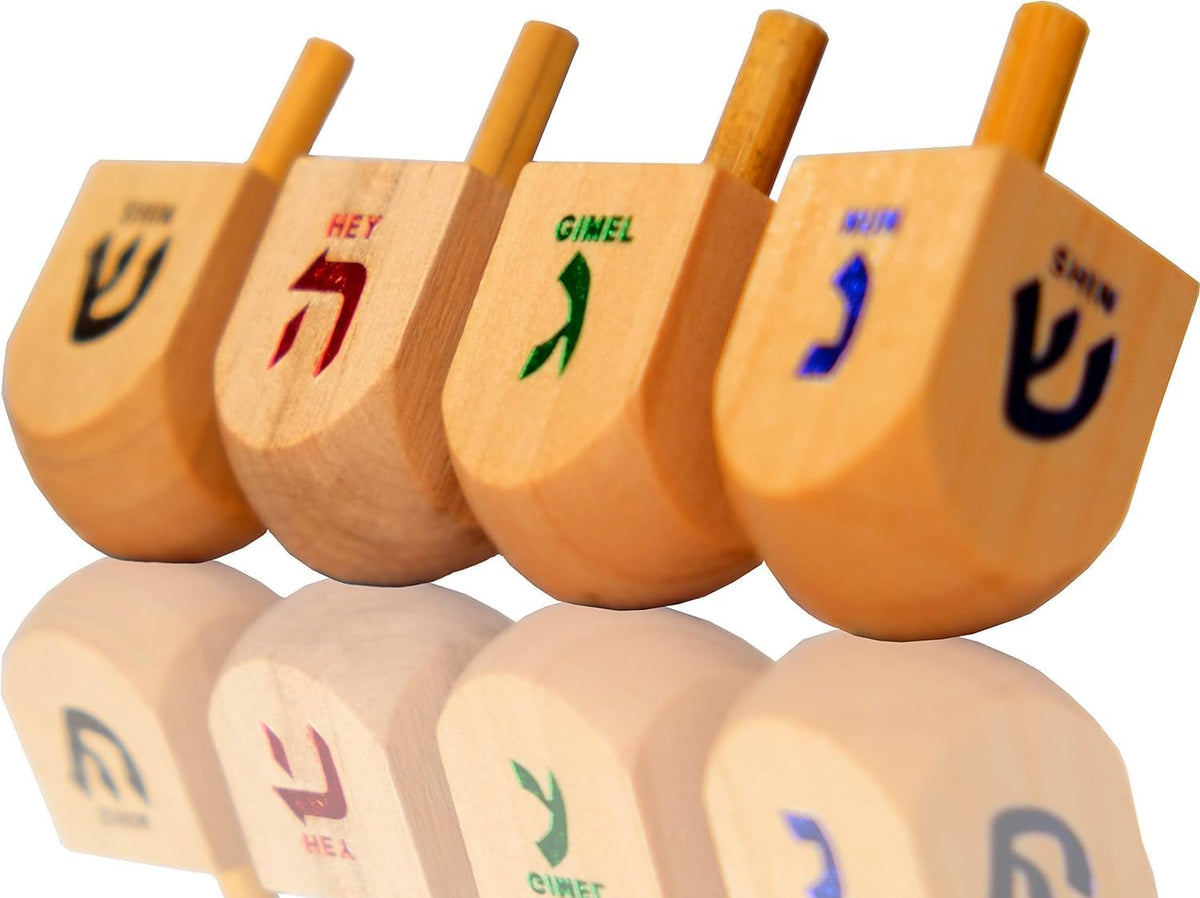 10-Pack Natural Wood Dreidels Hanukkah Draydel with English - 200-Pack - image 3
