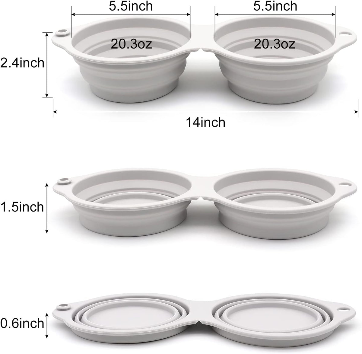 SLSON Collapsible Dog Bowls - Cold Grey - image 4