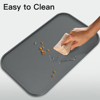 Feedoo Pet Feeding Mat [Warped Resistant Raised Edge] - 23.5"L x 13.5"W / Gray - image 3