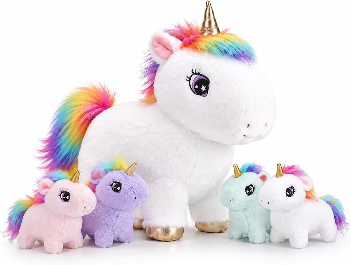 TOYSYM Seal Plush with 4 Babies - Unicorn