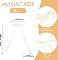 30 Pack Bow Cake Toppers Black Ribbon Bows for Cake Halloween Party - Ivory - image 3
