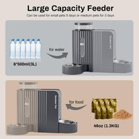 Gravity Automatic Cat Feeder, Water & Food Dispenser Set - Large (0.8 Gallon x 2) / Black Grey - image 3