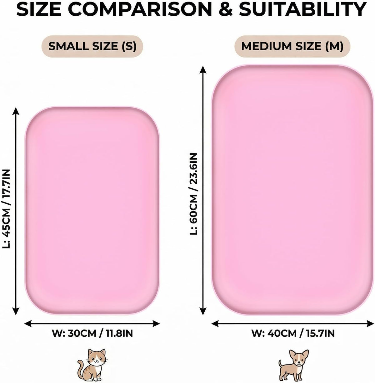 Non-Slip Silicone Dog Food Mat for Food and Water - 45 x 30 cm / Pink - image 2