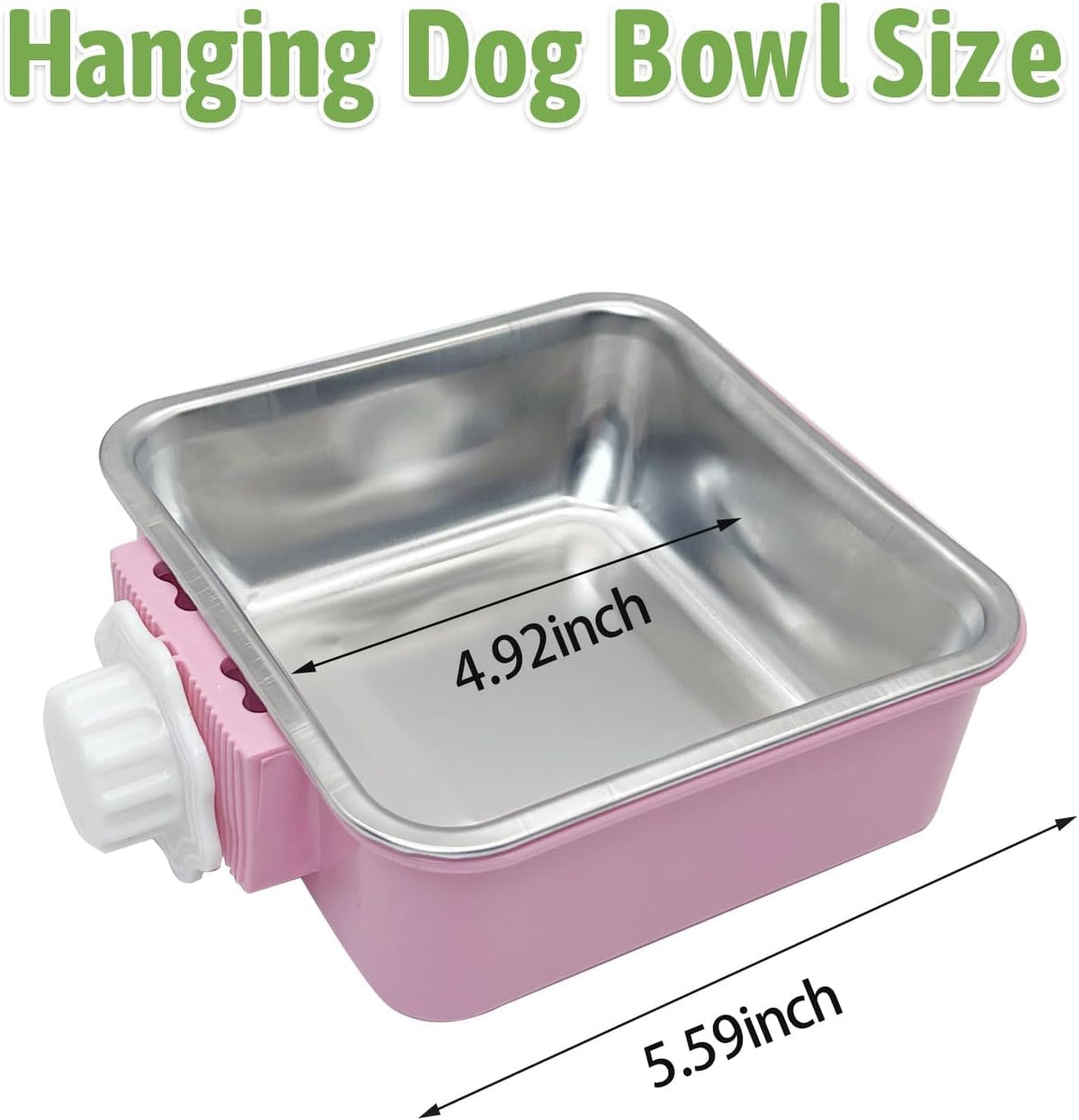 2PCS Stainless Steel Dog Bowls Set Removable Puppy Food and Water - 2 PCS (Pack of 2) / Large Square (Blue, Pink) - image 2