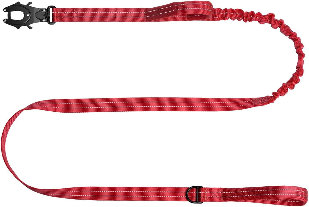 Tactical Dog Leash with Quick-Release Metal Clasp - 6 FT / Reflective Red