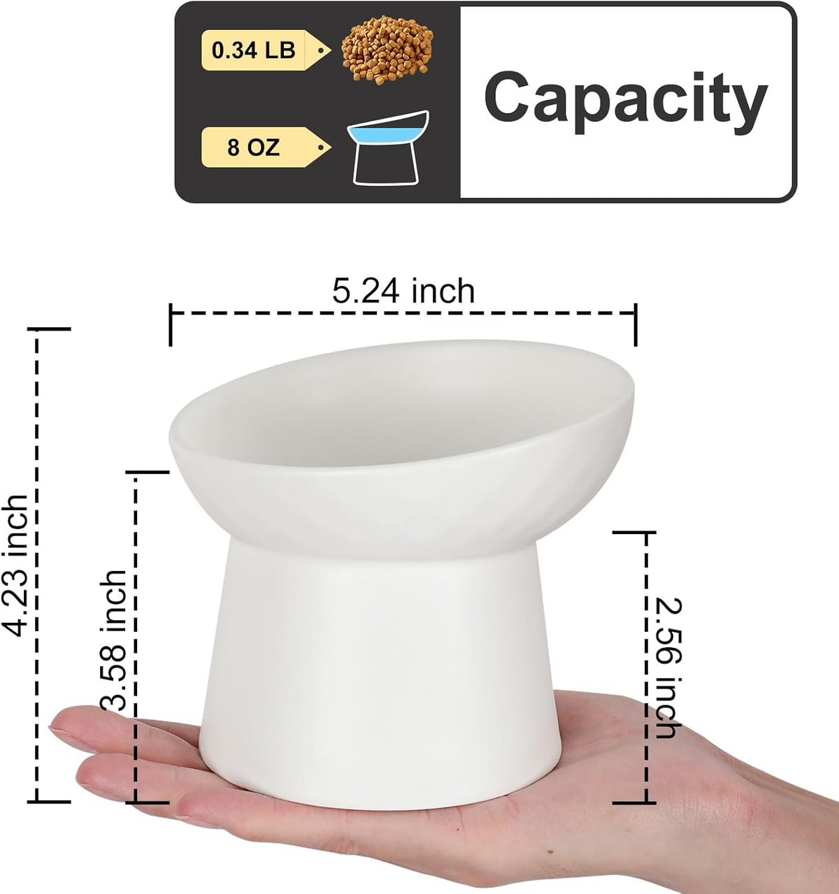 YauYik Small Raised Cat Bowls - WHITE-2PC - image 2