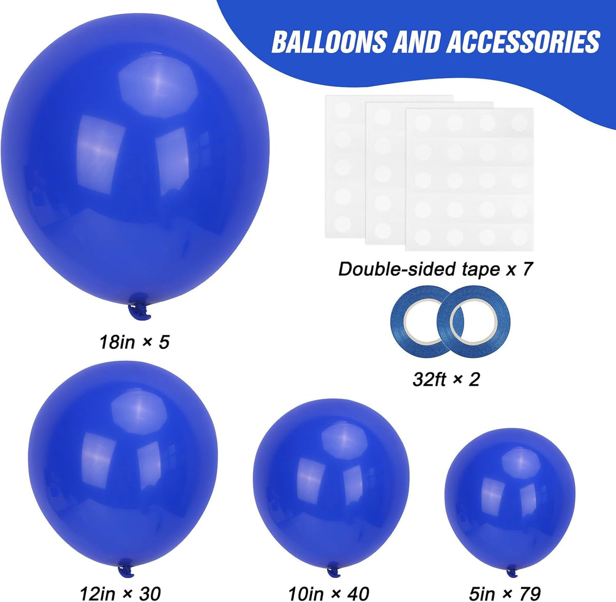 RUBFAC Balloons Black Balloon Arch for Black Birthday Decorations - Royal Blue - image 2