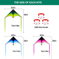Delta Kite for Kids Ages 4-12 - 1 / Green&Blue&Pink - image 3