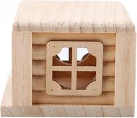 Hamster Cages Natural Wooden Hamster House Flat Top Cabin Hamster