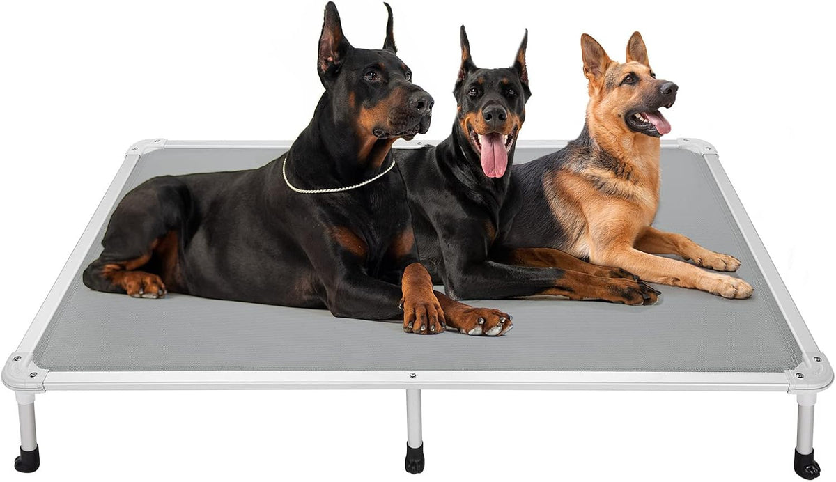 Veehoo Chew Proof Elevated Dog Bed, Cooling Raised Pet Cot - Gray / 59.0"L x 37.5"W x 9.0"Th