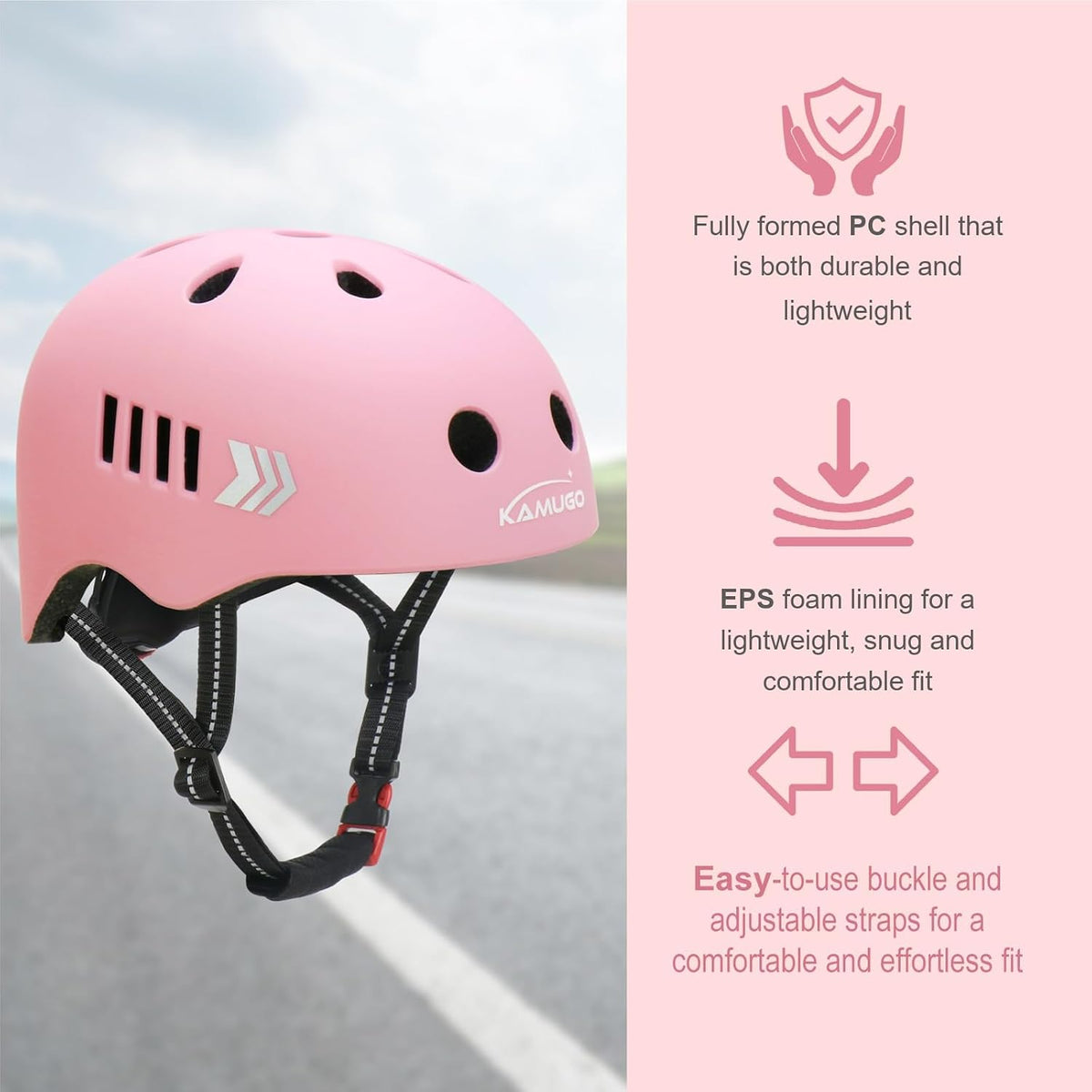 KAMUGO Kids Bike Helmet Set - Pink - image 3