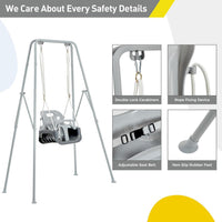 FUNLIO Toddler Swing with Foldable Metal Stand for Toddlers Aged 1~10 - Gray - image 4