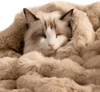 SOMAHE Soft Faux Fur Cat Blanket, Washable - 28"L x 22"W Inches / Latte Coffee