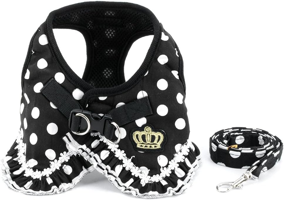 Step-in Dog Harness and Leash Set for Small Dogs - M / black
