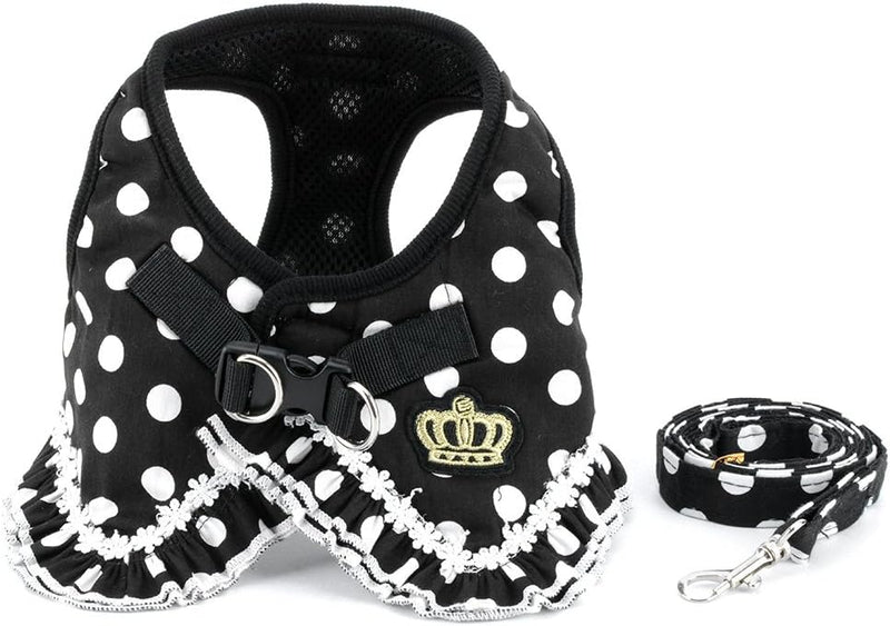 Step-in Dog Harness and Leash Set for Small Dogs - M / black