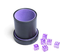 PU Leather Dice Cup Purple Velvet Lined Quiet Shaker with Lid - Purple - image 3