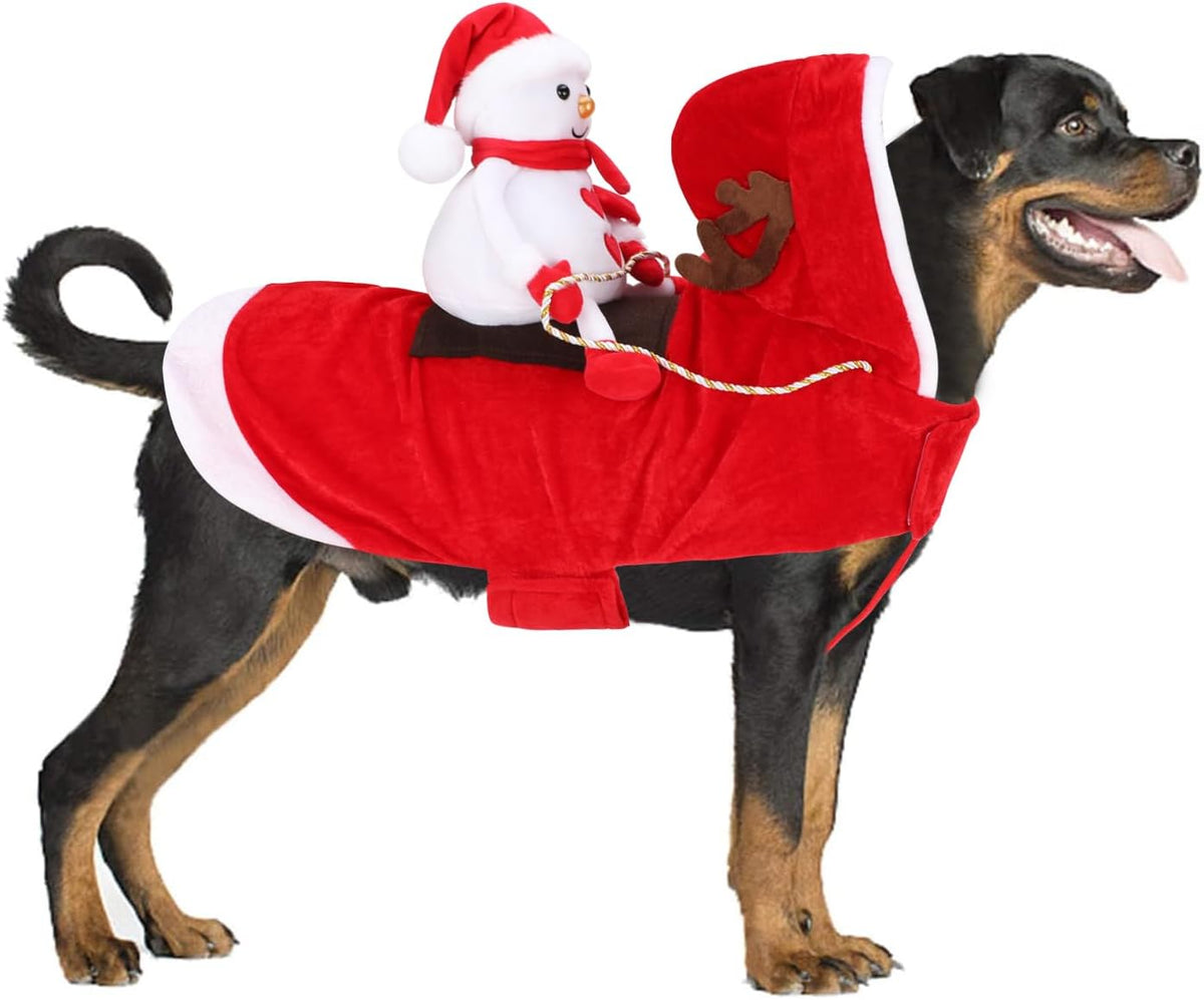 Santa Dog Costume, Dog Christmas Outfit, Riding Pet Costume - Snowman / XL(Neck:17.3-20.5" Chest:22.8-29.5")