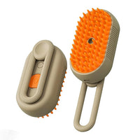 Rechargeable Steam Pet Brush – Grooming & Deshedding Tool With Adjustable Handle | Cordless & Quiet (Brown)