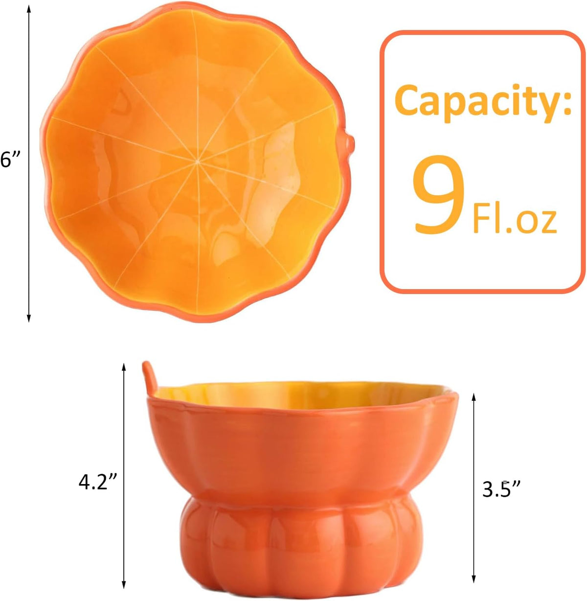 Ceramic Raised Cat Bowl, Strawberry Shaped - Orange - image 2