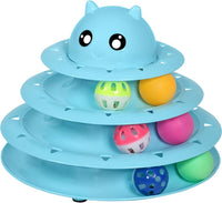 UPSKY Cat Toy Roller 3-Level Turntable Cat Toys with Six Colorful - A-Blue