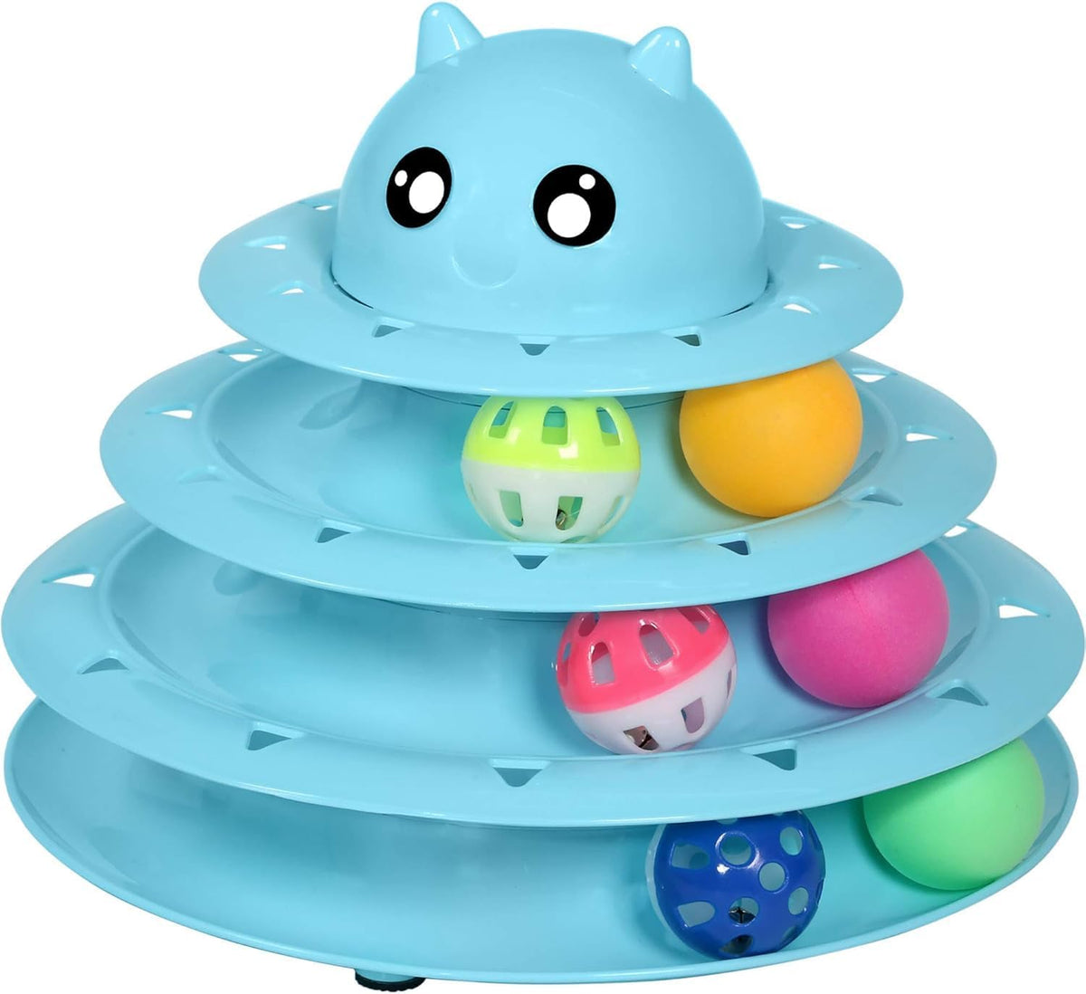 UPSKY Cat Toy Roller 3-Level Turntable Cat Toys with Six Colorful - A-Blue