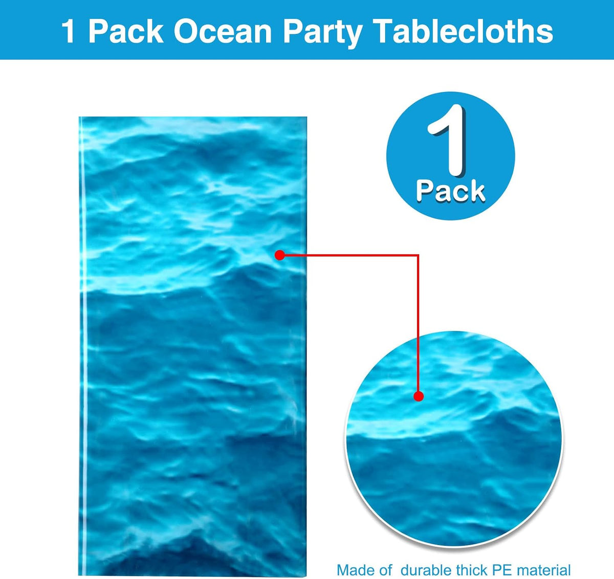 Irenare 2 Pieces Ocean Plastic Tablecloth 54 x 108 Inch Blue – Fun for Kids & Family - 1 / 14.2 x 7.9 Inch (Rectangular) - image 4