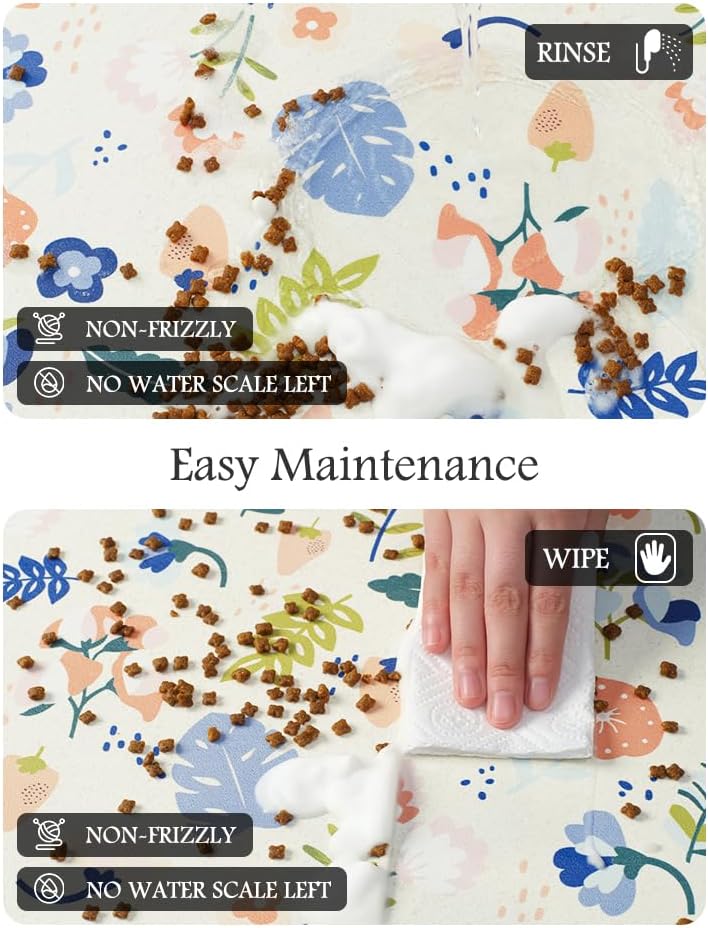 PADOOR Pet Feeding Mat-Absorbent Dog Mat for Food and Water Bowl-No - 12"x19" / Floral - image 4