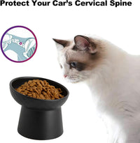 Elevated Cat Bowls, 15° Tilted Ceramic Raised Cat Food and Water Bowl Set, Whisker-Friendly - Black / 5.2 Inch (Pack of 2) - image 3