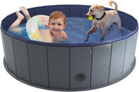 Niubya Foldable Dog Pool, Collapsible Plastic Dog Swimming Pool - XL - 48'' x 12''