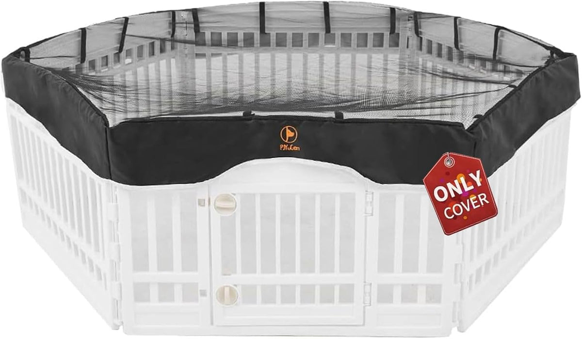 PJYuCien Playpen Top Cover for 36'' Width 4 Panel Pen, Black Paw – Essentials for Dogs - Fits Plastic 6 Panels Playpen / Cover, 36"Width, Black ( Adhesive Tape Connections )