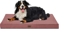 Outdoor Extra Large Dog Crate Bed, Big Waterproof Dog Bed for Large Dogs, Orthopedic Egg Foam Pet Bed Mat with Removable Cooling Cover, Pink