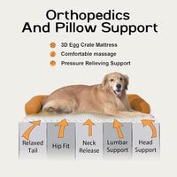 Large Dog Bed Orthopedic Washable, Orthopedic Dog Beds for Large Dogs with Washable Cover, Removable Bolster and Non-Slip Bottom Orange Dogs Beds, XL XLarge Extra Large Dogs