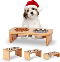 Elevated Dog Bowls, Bamboo Raised Dog Bowl Stand – Essentials for Dogs - Natural / Small: 4'' Tall-20 oz Bowl