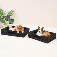 EHEYCIGA Memory Foam Dog Bed for Large Sized, Orthopedic Dog Sofa with Sides and Waterproof Liner, Washable Bolster Pet Couch with Removable Cover, 41x27x7.5 Inch, Black