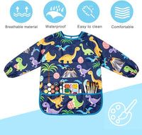 KUUQA Waterproof Children Art Smock Kids Art Aprons – Fun for Kids & Family - Dark Blue+pink / 2 - image 4
