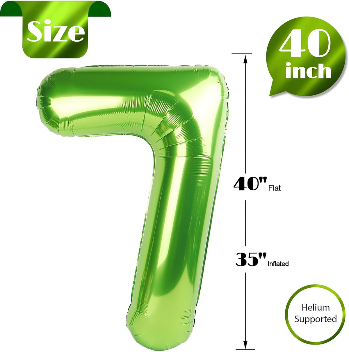 Blue Number 3 Balloon 40 Inch, 3 Balloon Number - Light Green / Number 7 - image 4